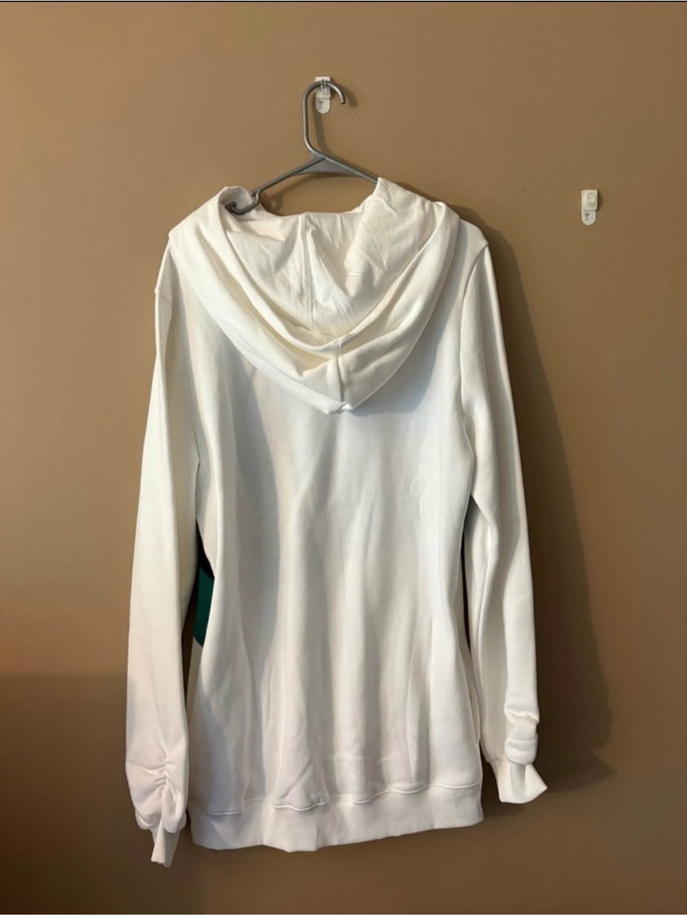 Reebok White Hoodie with Black Panel and Teal Stripe - Picture 2 of 2
